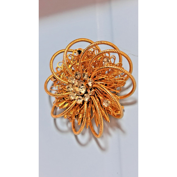 Vintage Mid-Century WEISS Wirework Flower Star Burst Sputnik Floral Brooch 2.5" - Picture 2 of 16
